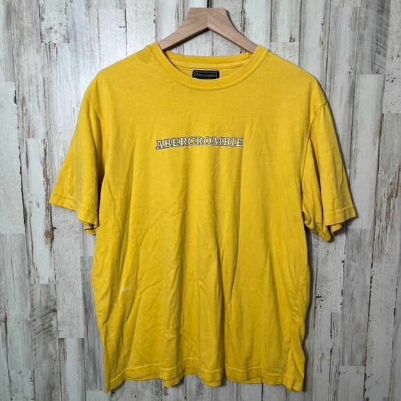 Vintage Y2K Abercrombie & Fitch‎ Spell Out Yellow Short Sleeve T Shirt Mens XL - Picture 1 of 7